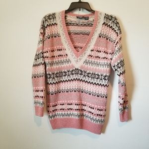 VTG deep v neck long sweater